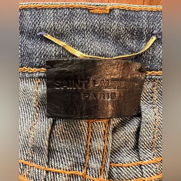Saint Laurent Paris D05 Skinny Jeans Blue Denim Zip Ankle Italy Size 27 Women - Picture 5 of 14